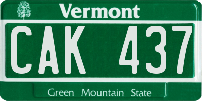 VT license plate CAK437