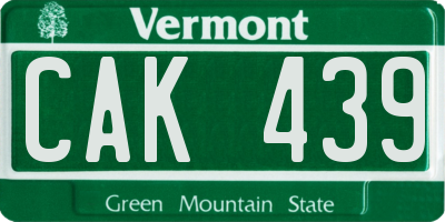VT license plate CAK439