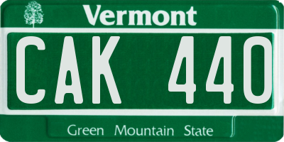 VT license plate CAK440