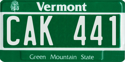 VT license plate CAK441