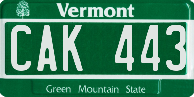 VT license plate CAK443
