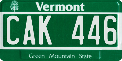 VT license plate CAK446