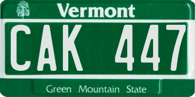 VT license plate CAK447