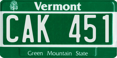 VT license plate CAK451