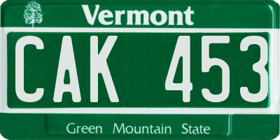 VT license plate CAK453