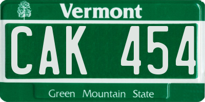 VT license plate CAK454