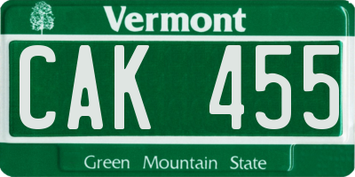 VT license plate CAK455
