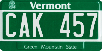 VT license plate CAK457