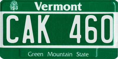 VT license plate CAK460