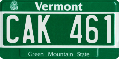 VT license plate CAK461