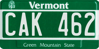 VT license plate CAK462