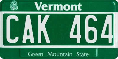 VT license plate CAK464