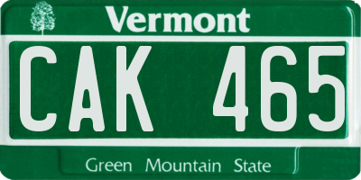VT license plate CAK465