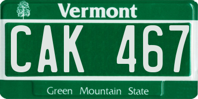 VT license plate CAK467