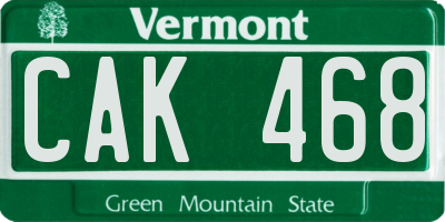 VT license plate CAK468