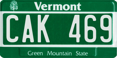VT license plate CAK469
