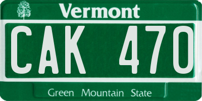 VT license plate CAK470