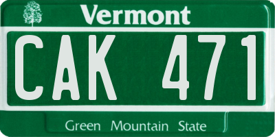 VT license plate CAK471