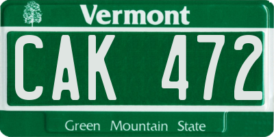 VT license plate CAK472