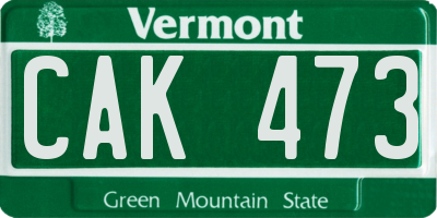VT license plate CAK473