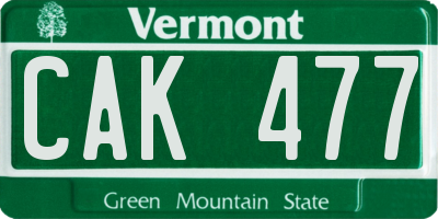VT license plate CAK477