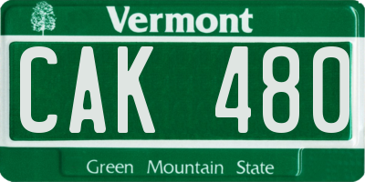 VT license plate CAK480