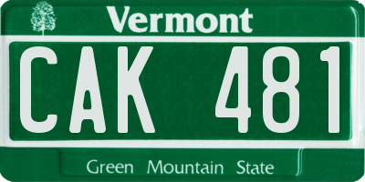 VT license plate CAK481