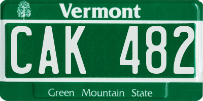 VT license plate CAK482