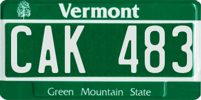 VT license plate CAK483