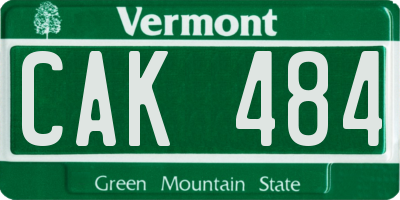 VT license plate CAK484