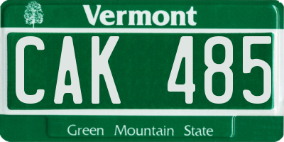 VT license plate CAK485