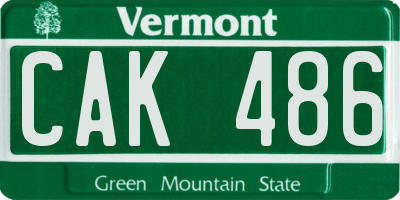 VT license plate CAK486