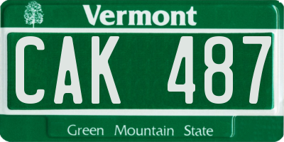 VT license plate CAK487