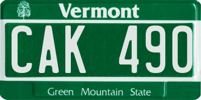 VT license plate CAK490