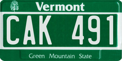 VT license plate CAK491