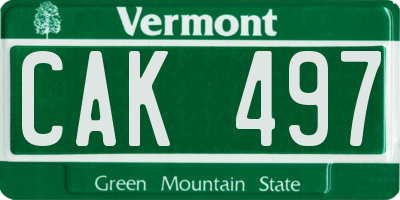 VT license plate CAK497