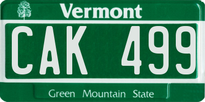 VT license plate CAK499