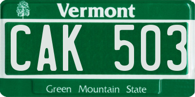 VT license plate CAK503