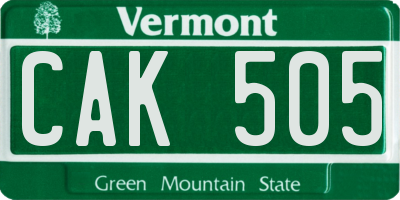 VT license plate CAK505