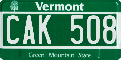 VT license plate CAK508