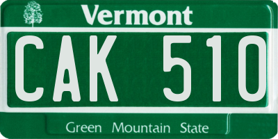 VT license plate CAK510