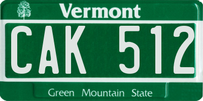 VT license plate CAK512