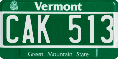 VT license plate CAK513