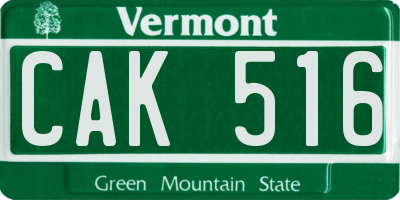 VT license plate CAK516