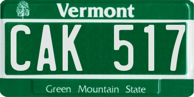 VT license plate CAK517