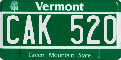 VT license plate CAK520