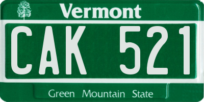 VT license plate CAK521