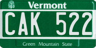 VT license plate CAK522