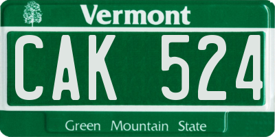 VT license plate CAK524