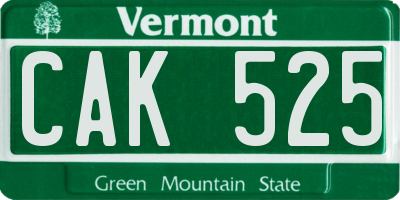 VT license plate CAK525